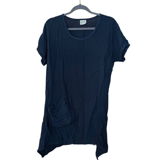 Oh My Gauze! Tops - Oh My Gauze! Navy Blue Faith Tunic Top Pocket Asymmetrical Hem Size 1 Lagenlook